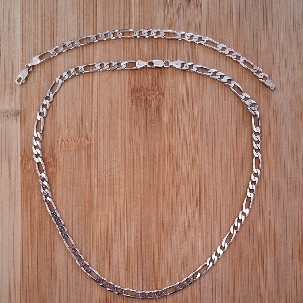 Silver Chain Necklace and Bracelet Set